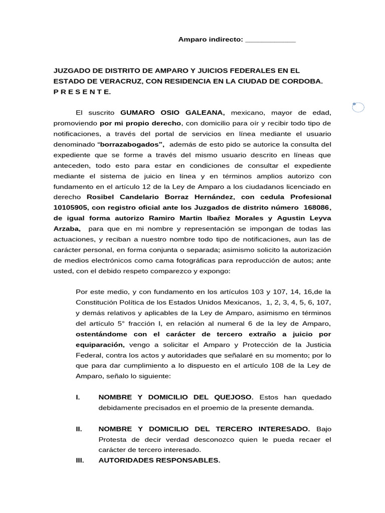 Amparo indirecto | PDF | Demanda judicial | Caso de ley