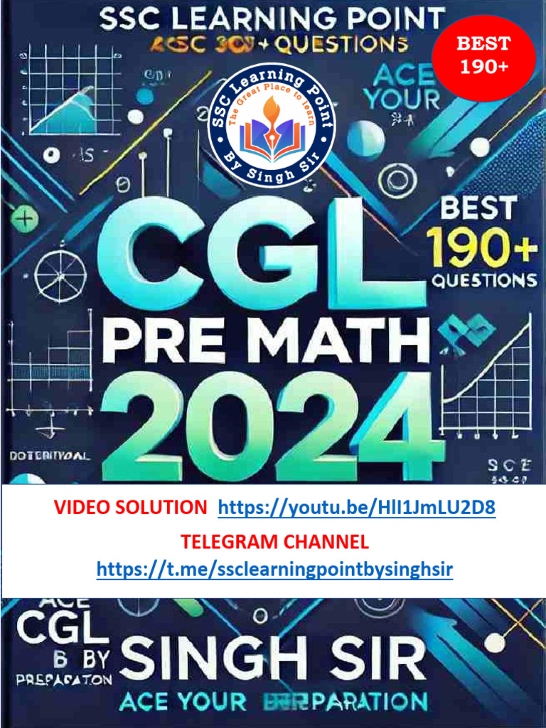 CGL 2024 Pre 190+ Best Math Qns SSC Learning Point by Singh Sir | PDF