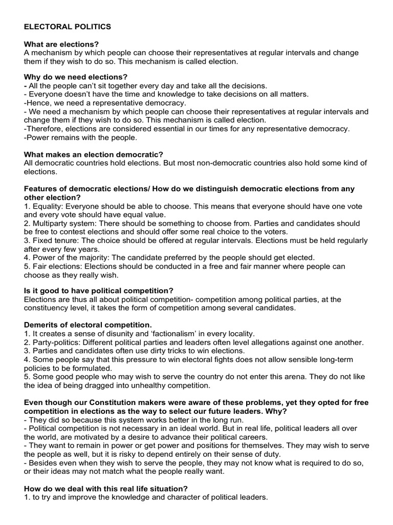 Electoral Politics | PDF | Electoral District | Elections