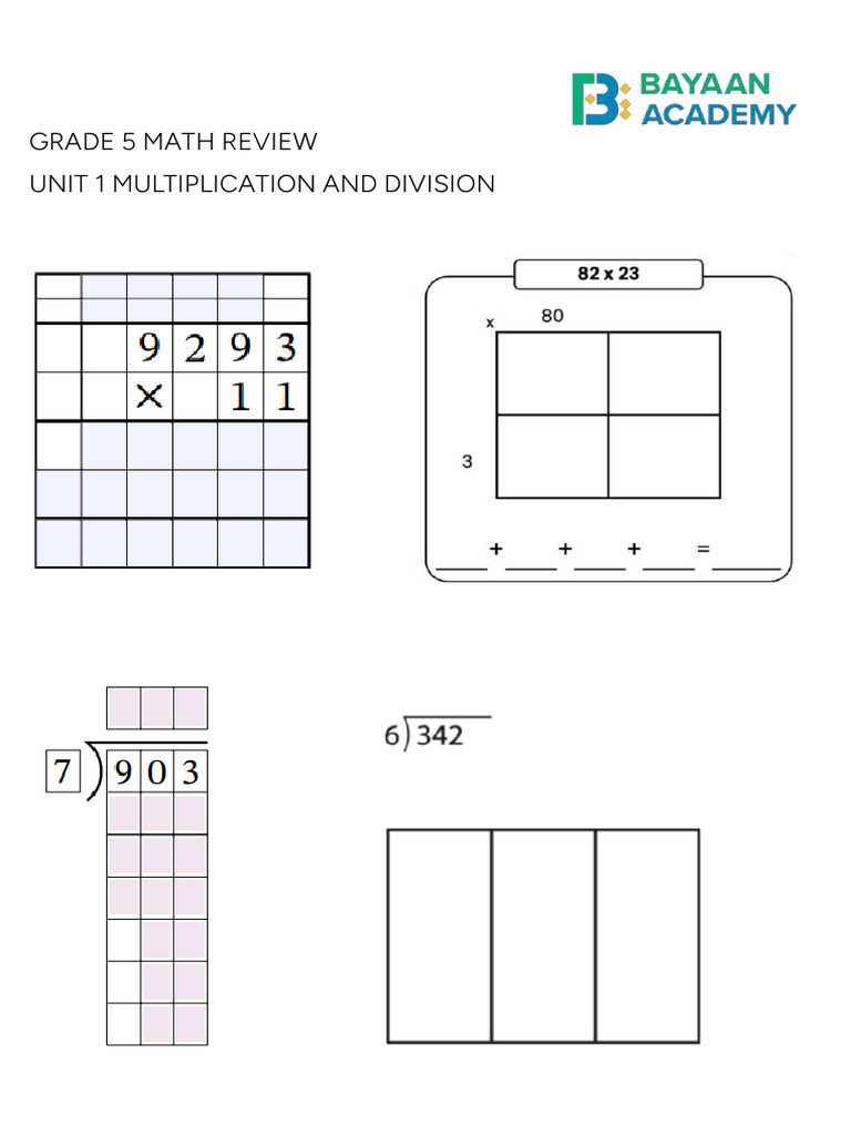 Unit 1 Grade 5 Math Review | PDF