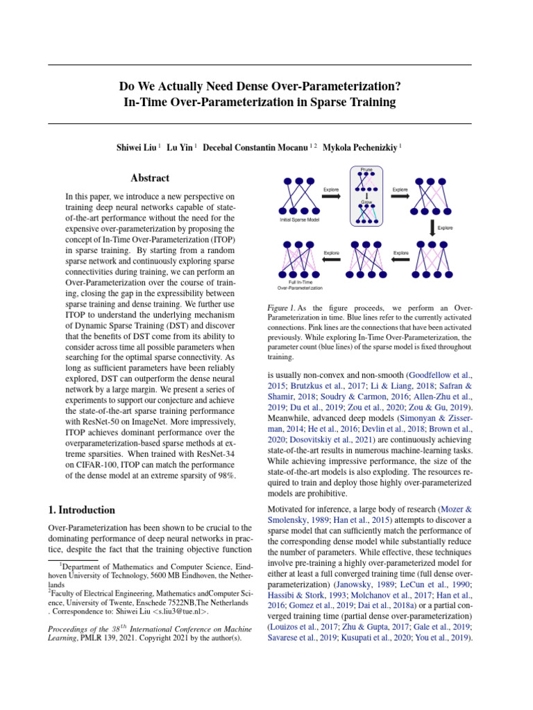 In-Time Over-Parameterization in Sparse Training | PDF | Applied ...