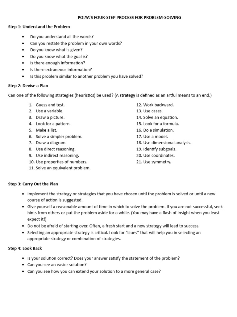 Polya's Problem-Solving Steps Guide | PDF | Shape | Geometry