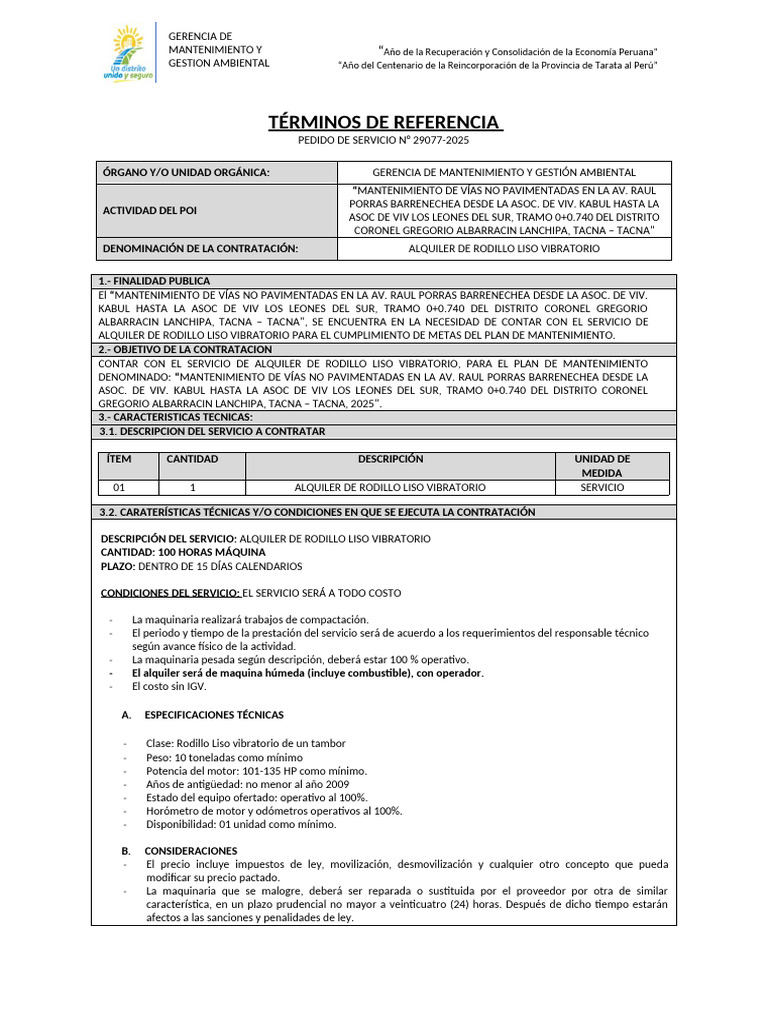 Alquiler de Rodillo para Mantenimiento Vial | PDF | Corrupción política