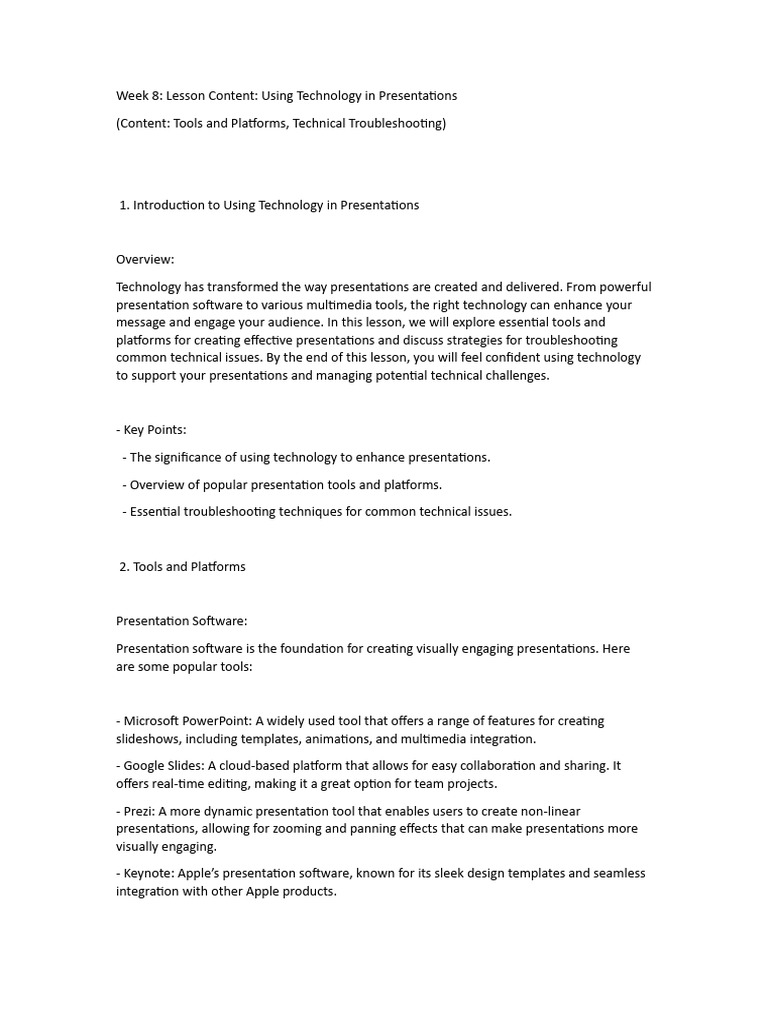 Tech Tools for Effective Presentations | PDF | Multimedia | Microsoft ...