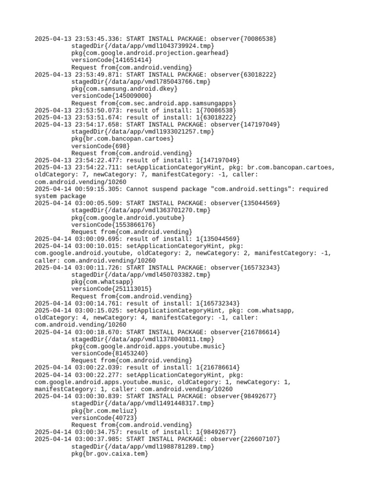 Android Package Installation Log 2025 | PDF | Utility Software ...