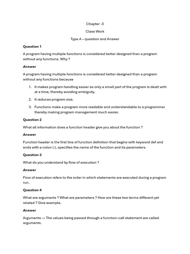 Chapter 3 - CW | PDF | Parameter (Computer Programming) | Scope ...
