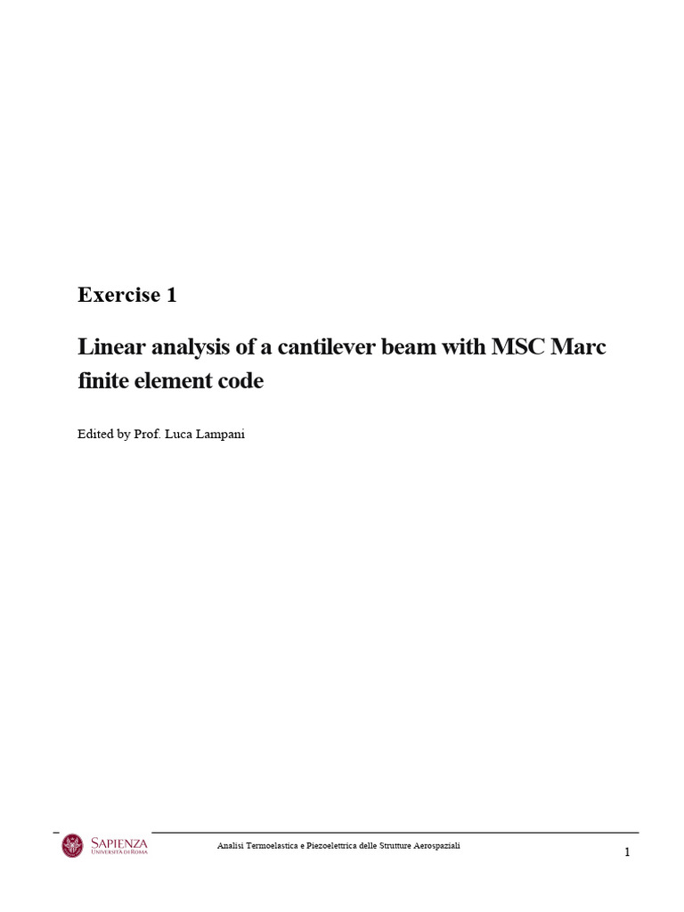 Ex_1 Linear Analysis of a Cantilever Beam | PDF | Elasticity (Physics ...