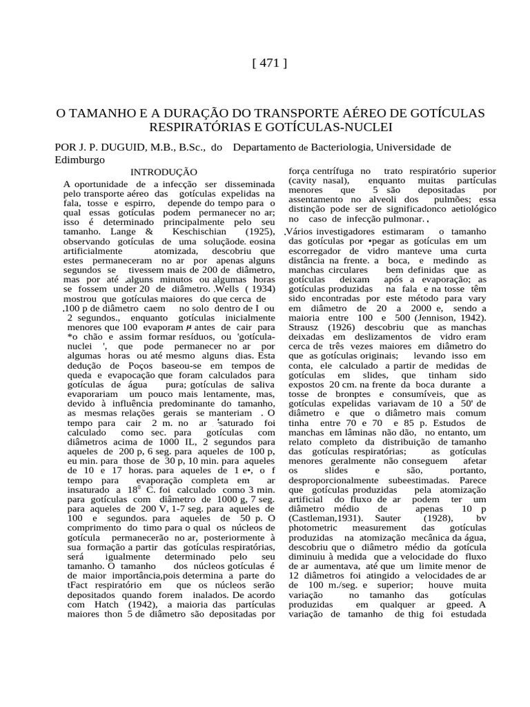 Transporte Aéreo de Gotículas Respiratórias | PDF | Respiração | Patógeno