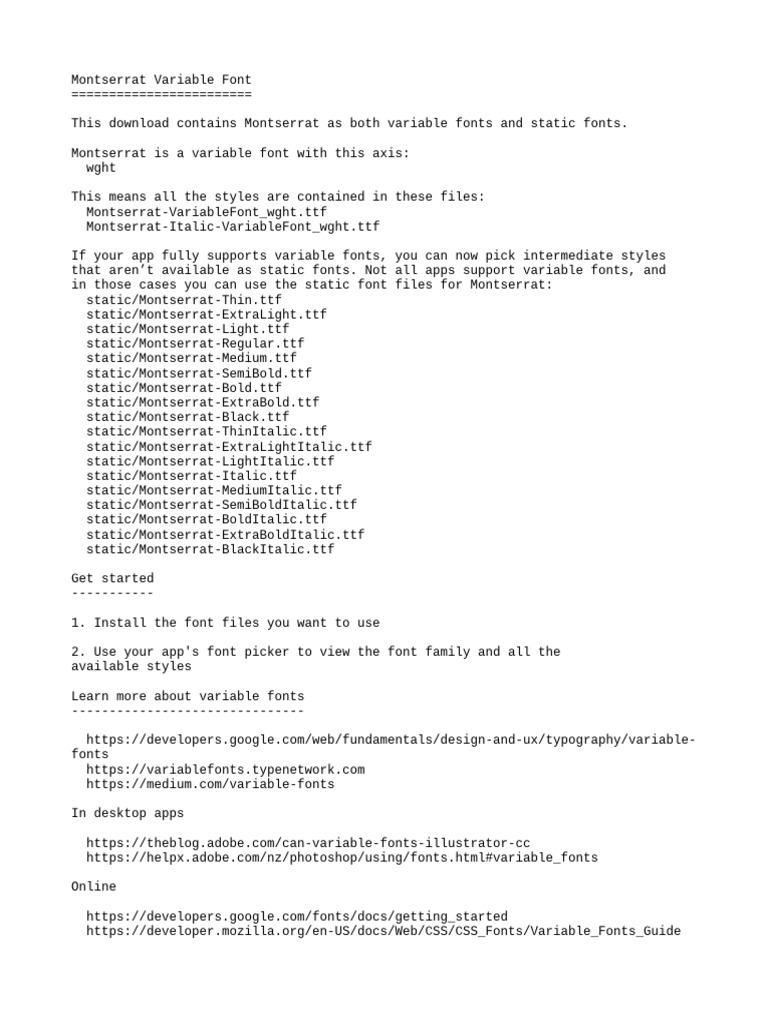 Montserrat Variable Font Download Guide | PDF | Software Engineering ...