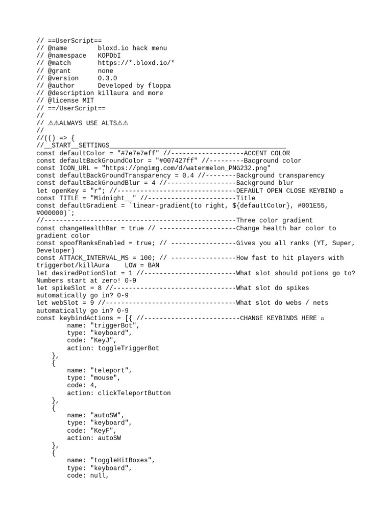 bloxd.io Hack Menu Script | PDF | Software Development | Computing