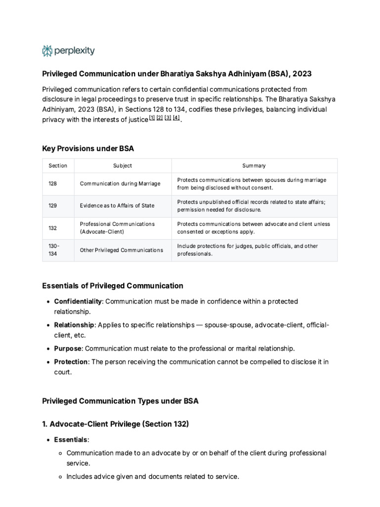 Privileged Communication in BSA 2023 | PDF | Confidentiality | Marriage