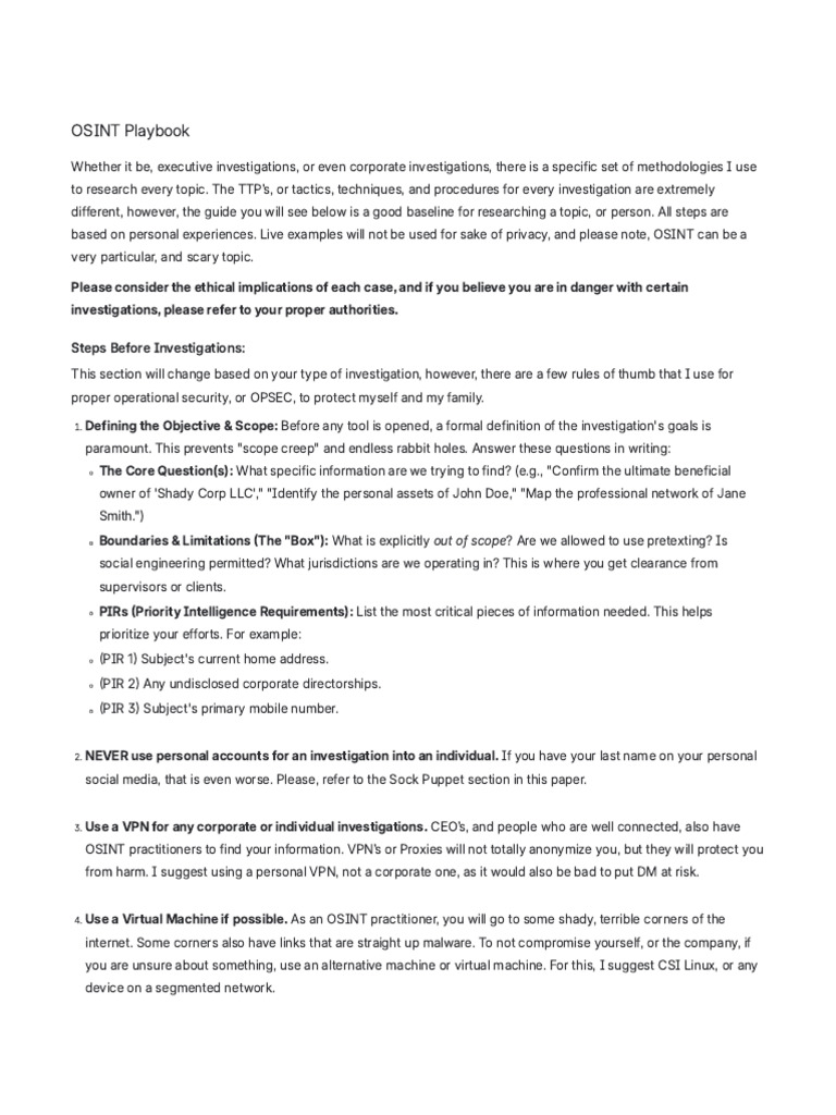 OSINT Investigation Methodologies Guide | PDF | Hypothesis | Linked In