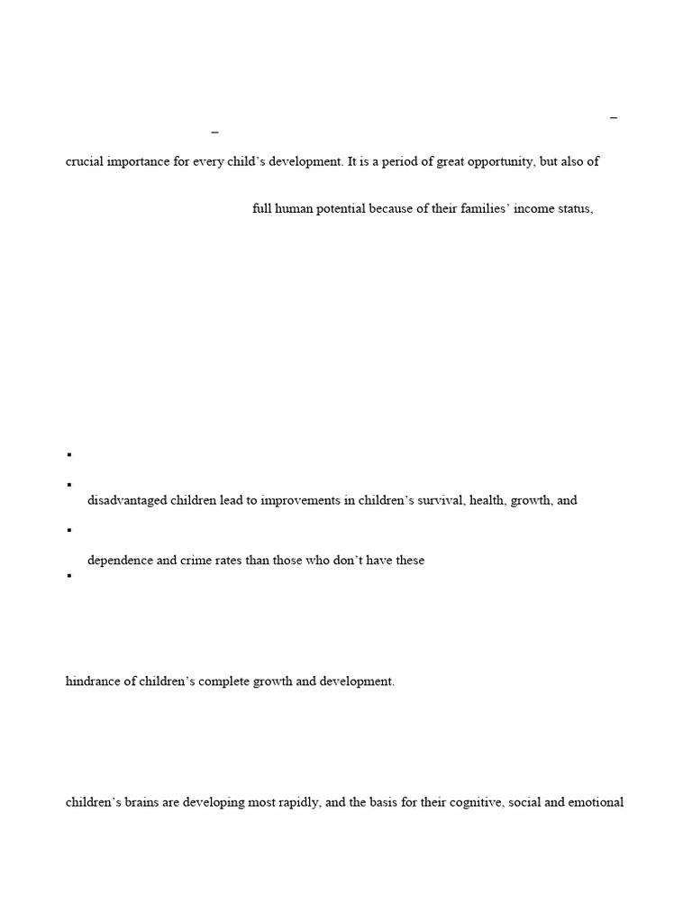 Importance of Early Childhood Development | PDF | Child Development ...
