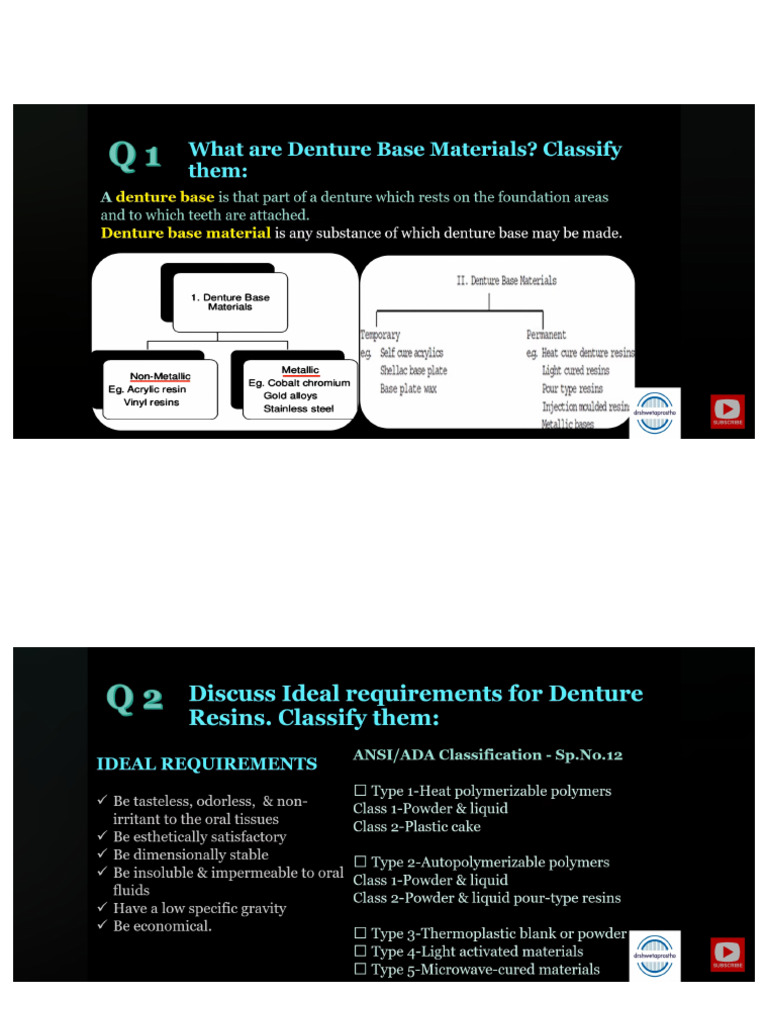 Denture Base Resins | PDF