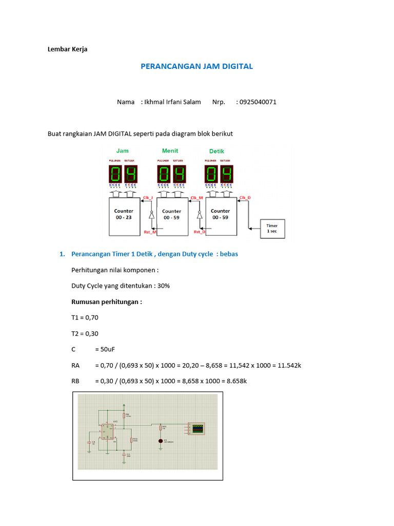 Rangkaian Jam Digital dan Timer 1 Detik | PDF