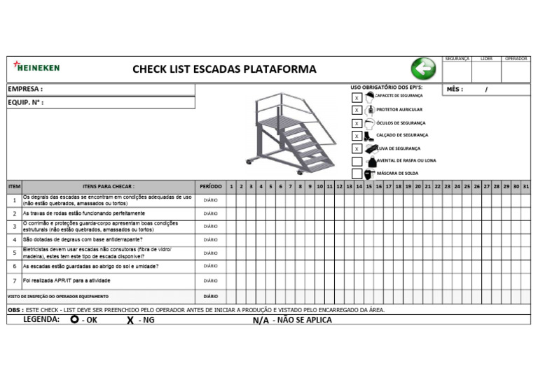 Check-list de Segurança para Escadas | PDF