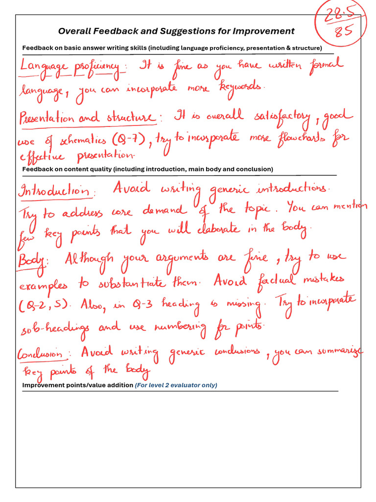 Feedback on Answer Writing Skills | PDF