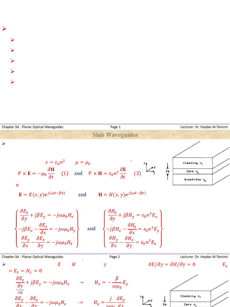 Planar Optical Waveguides Overview | PDF | Waveguide | Waves