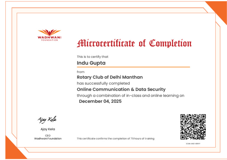Wadhwani Foundation Certificate - 6931b8759c72cbcb57b23c65 | PDF