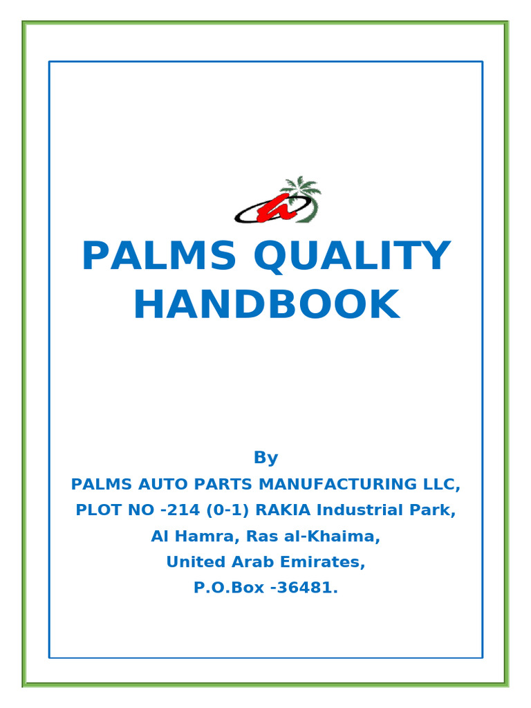 Palms Quality Hand Book Final | PDF | Business