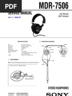 Download Sony MDR-7506 Service Manual by SamZagami SN96802953 doc pdf