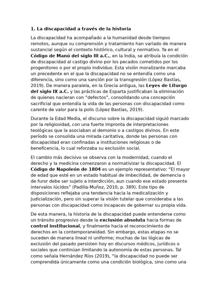 Historia de la discapacidad y su evolución | PDF | Invalidez | Derecho ...