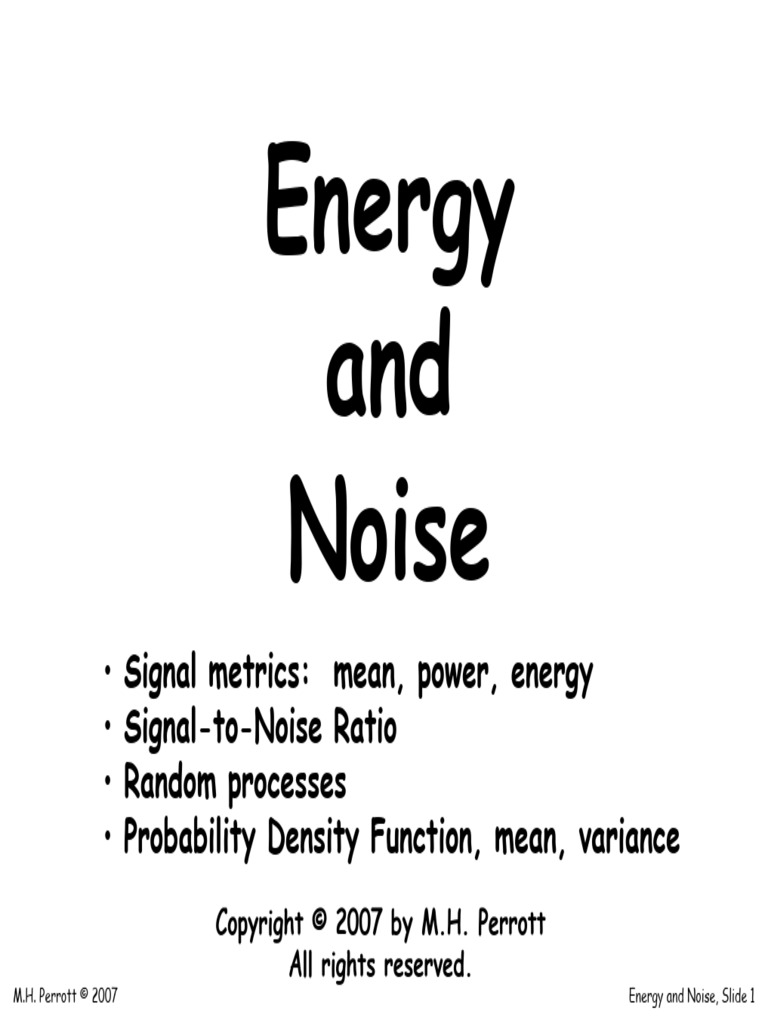 Energy and Noise | PDF | Signal To Noise Ratio | Stationary Process