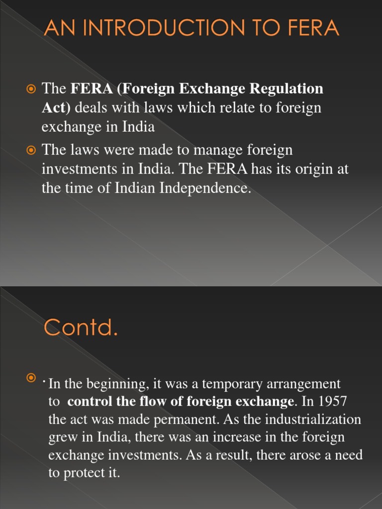 Overview of FERA and Its Evolution | PDF | Foreign Exchange Reserves ...