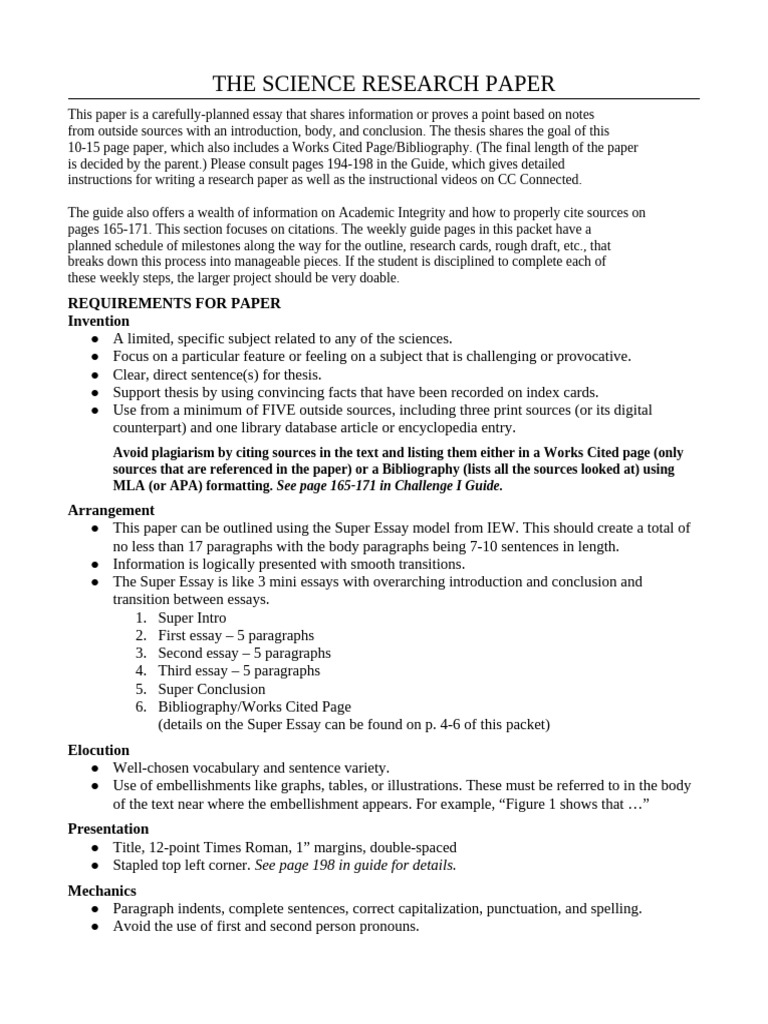 Science Research Paper Guidelines | PDF | Thesis | Essays