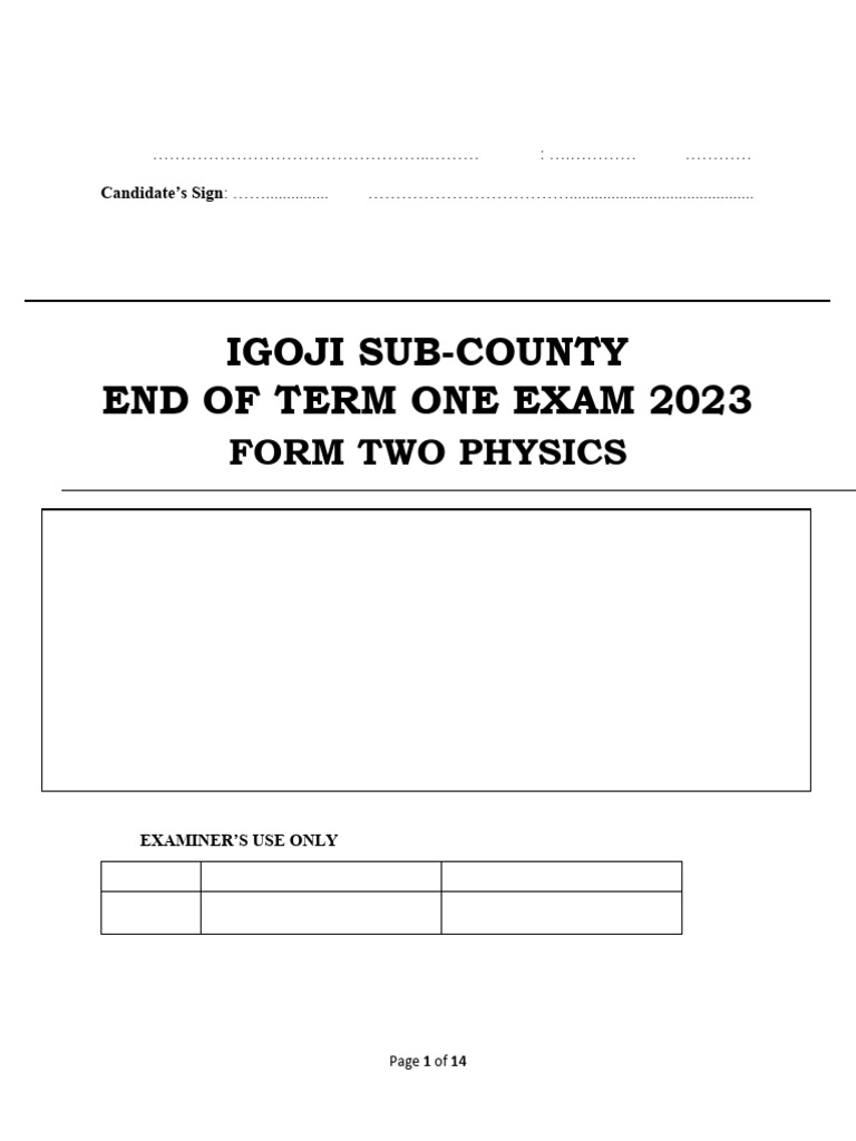 Form Two Physics End Term Exam 2023 | PDF | Magnet | Electromagnetism