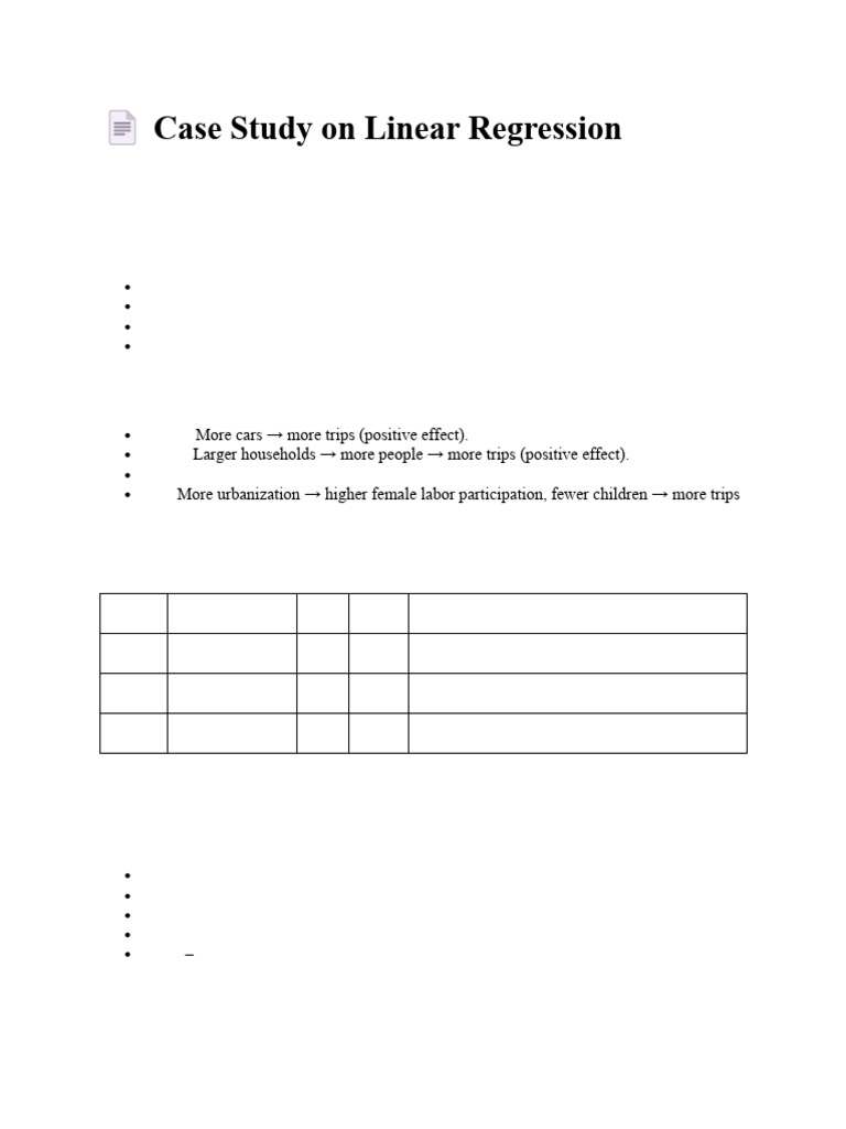 Linear Regression Case Study on Trip Generation | PDF | Regression ...