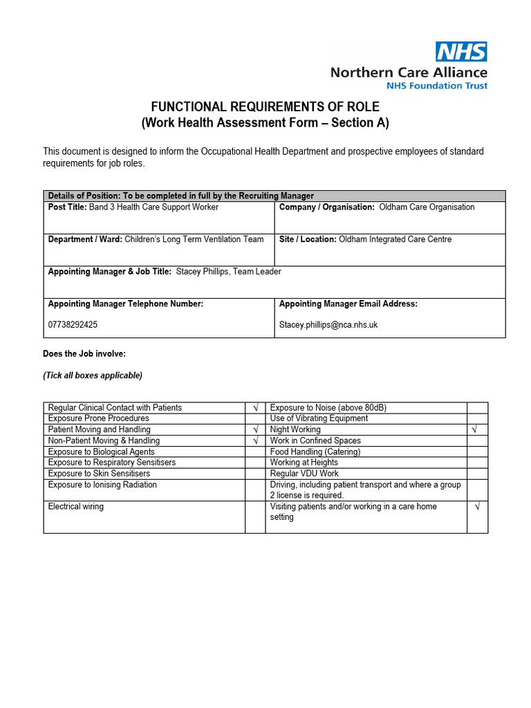 Health Care Support Worker Role Requirements | PDF