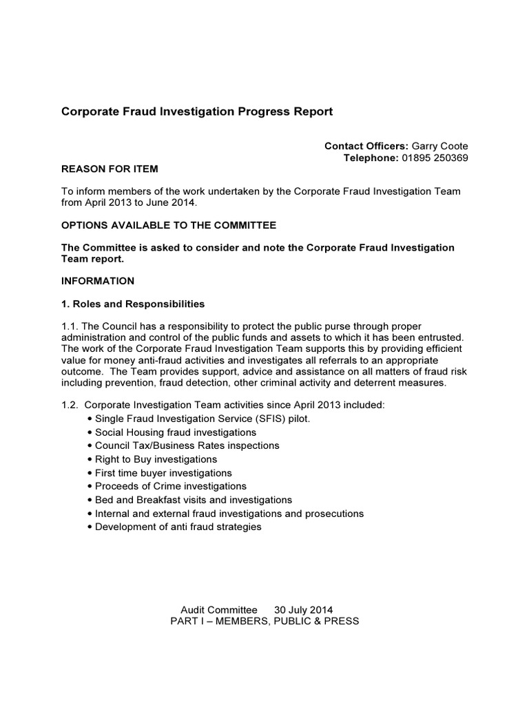 Corporate Fraud Investigation Report 2014 | PDF | Fraud