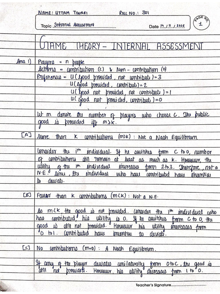 Game Theory Assignment | PDF