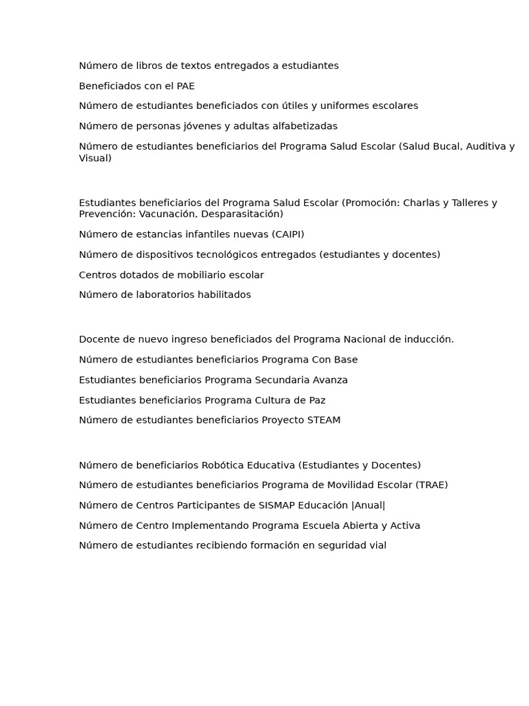Beneficios Educativos y Programas Escolares | PDF