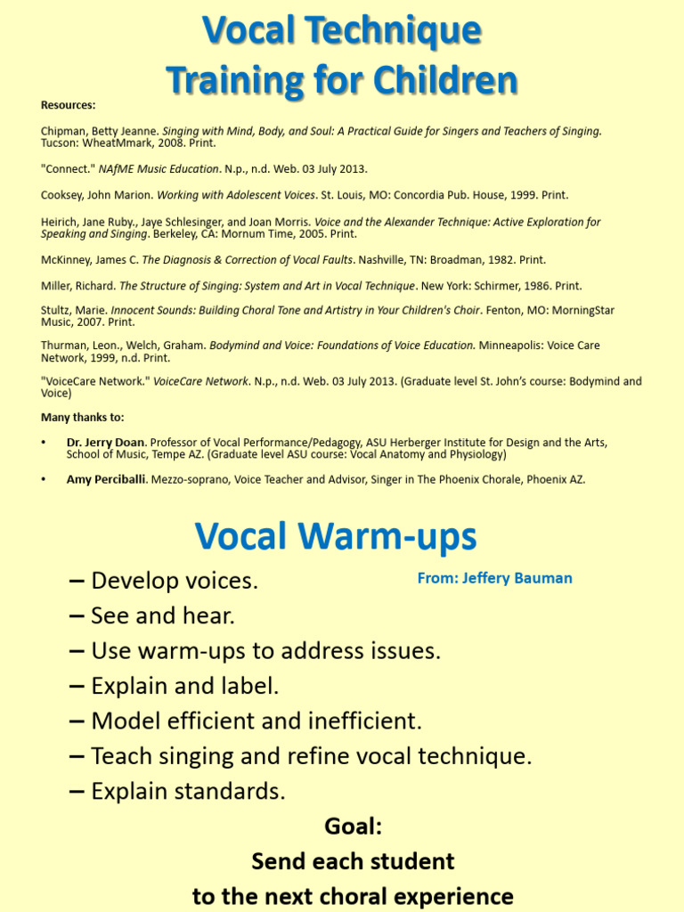 Children's Vocal Technique Training Guide | PDF | Singing | Vocal Pedagogy