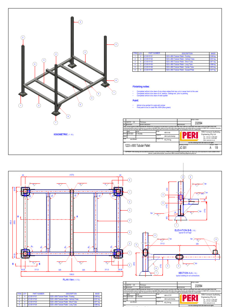 1223 x 800 Tubular Pallet Components | PDF | Scaffolding | Welding