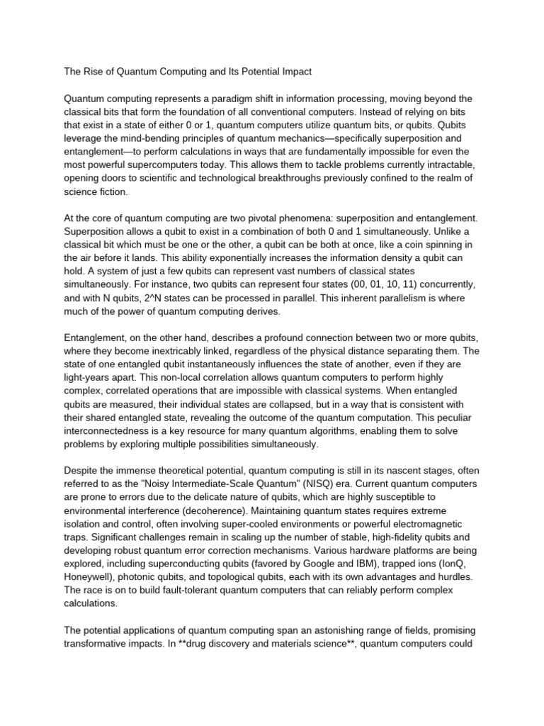 Quantum Computing: Future Impacts Explained | PDF | Quantum Computing ...
