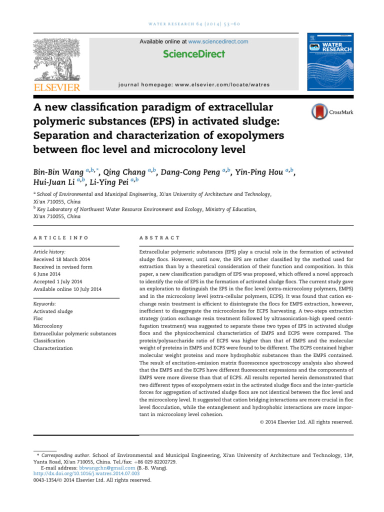 New EPS Classification in Activated Sludge | PDF | Proteins | Emission ...