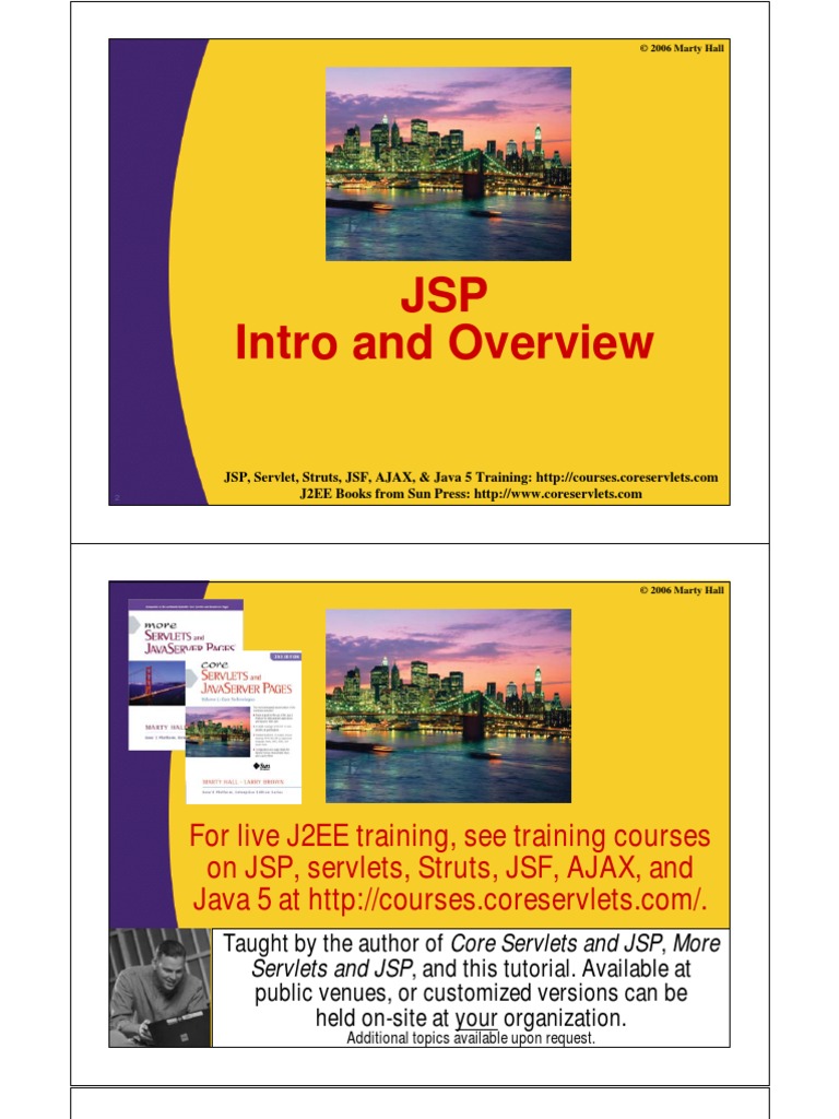 JSP Intro and Overview: For Live J2EE Training, See Training Courses On ...