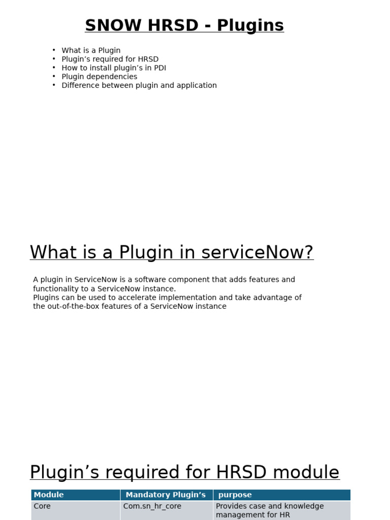 Essential ServiceNow HRSD Plugins Guide | PDF