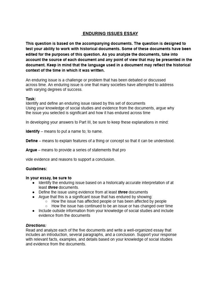 Another Enduring Issues Essay | PDF | European Colonization Of The ...