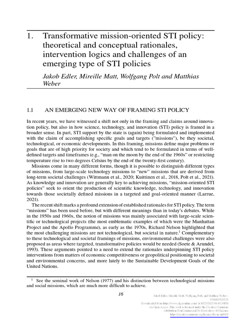Transformative mission-oriented STI policy: theoretical and conceptual ...