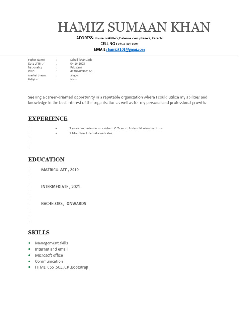 HSK CV 2 | PDF