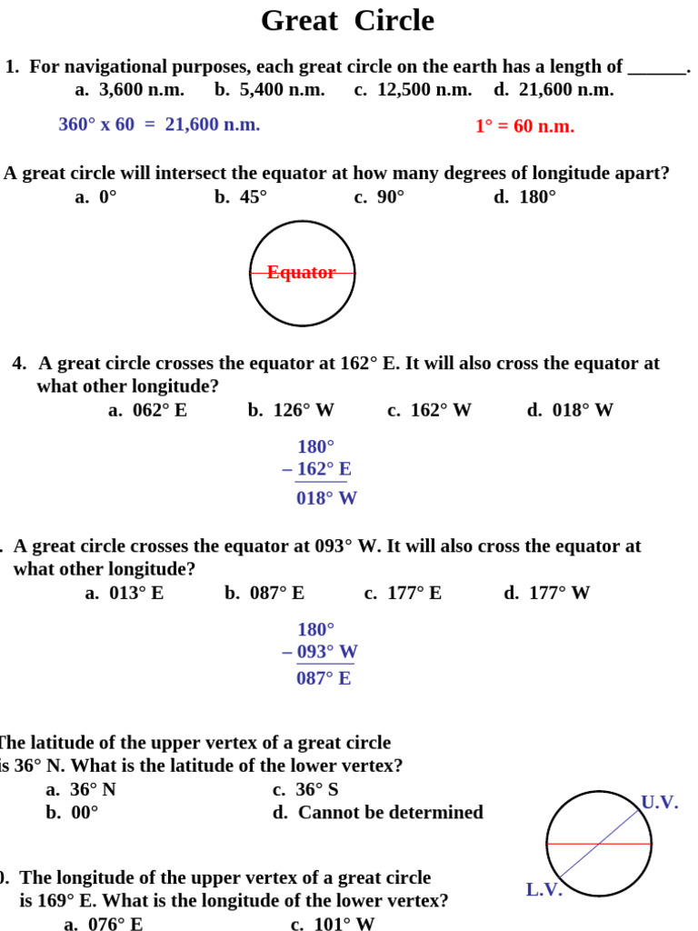 Great Circle | PDF | Longitude | Equator