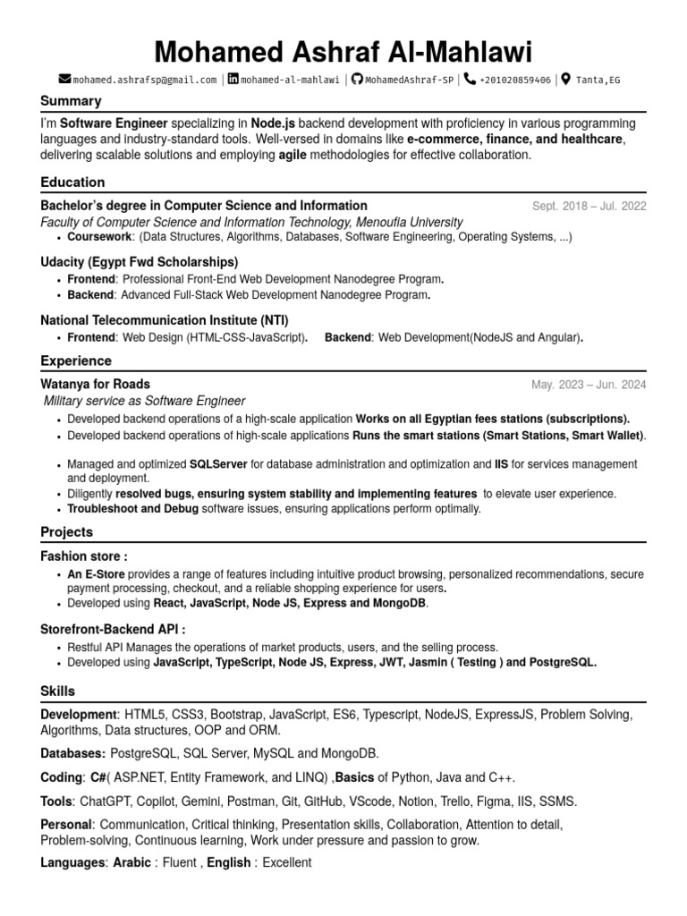 Software Engineer Profile: Node.js Expert | PDF | Web Development ...