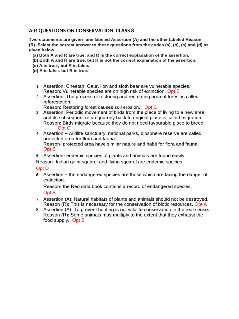 A-R Questions On Conservation | PDF