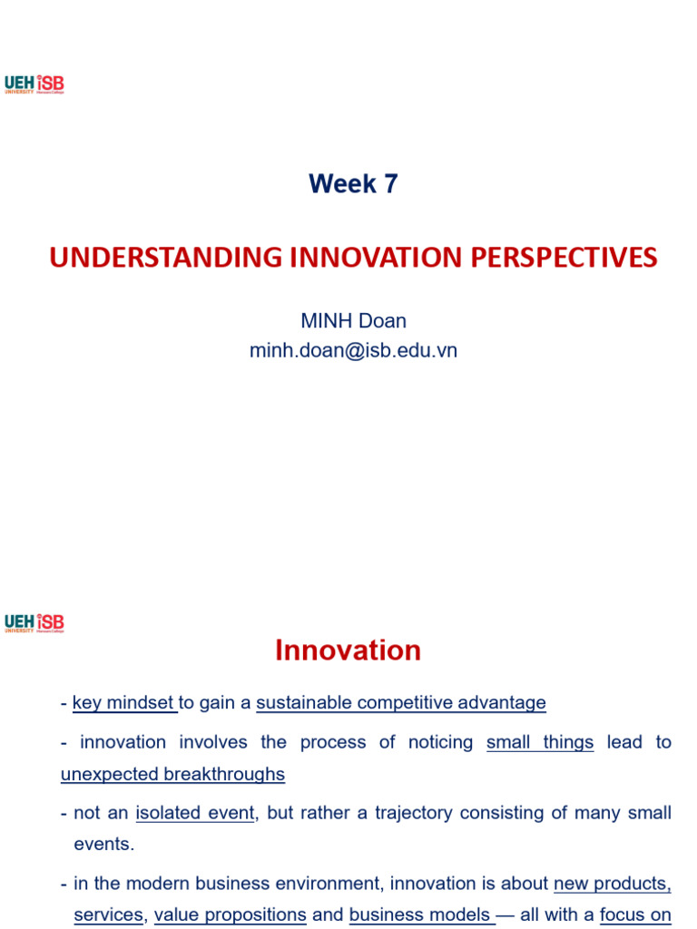 Understanding Innovation Perspectives: Week 7 | PDF