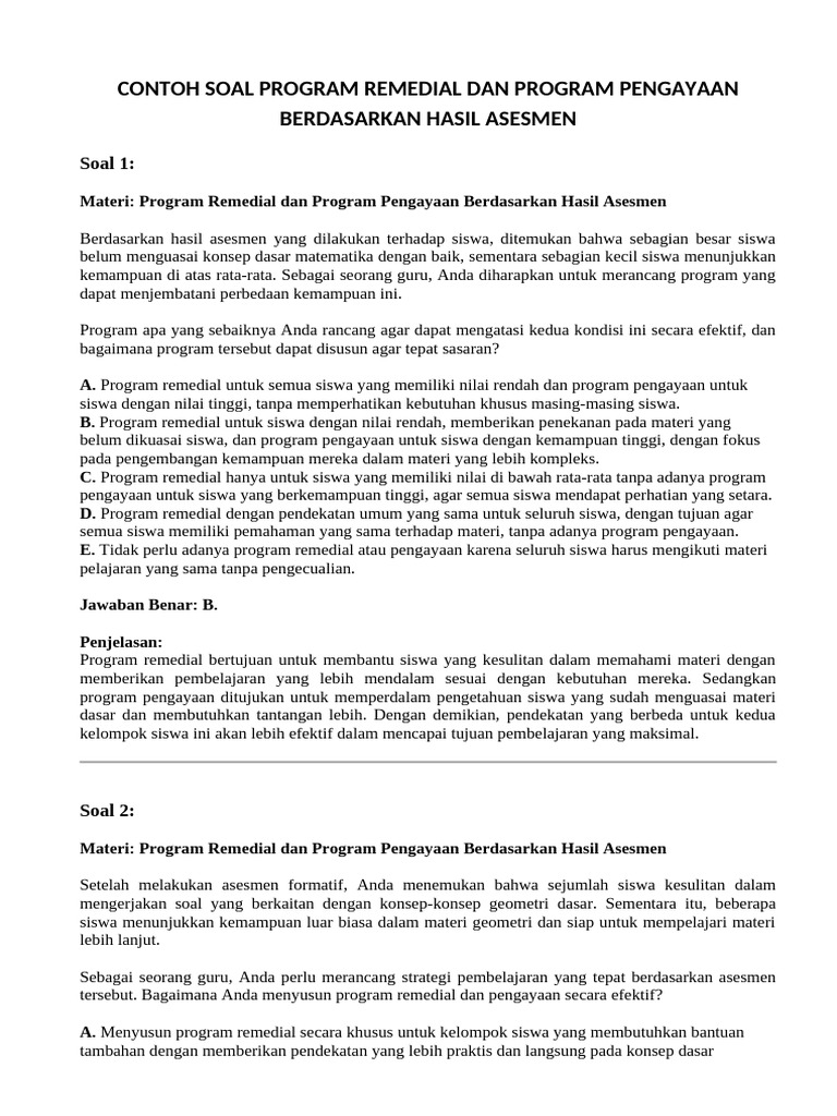 Program Remedial dan Pengayaan Efektif | PDF
