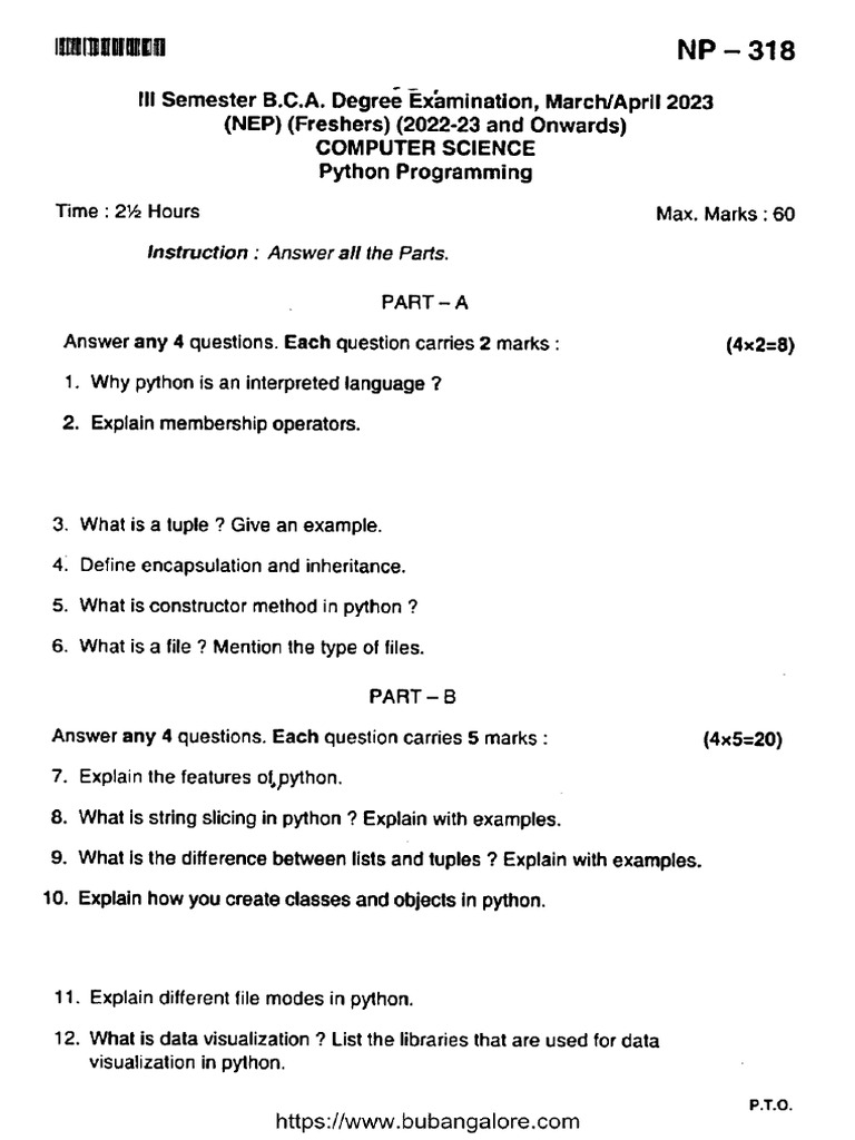 Python Programming NP 318 Apr 2023 | PDF
